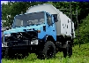 Unimog Wohnmobil Fahrerseite mit Absetzst�tzen montiert