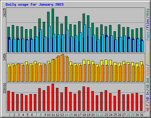 Daily usage for January 2023