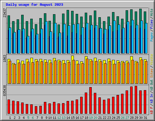 Daily usage for August 2023